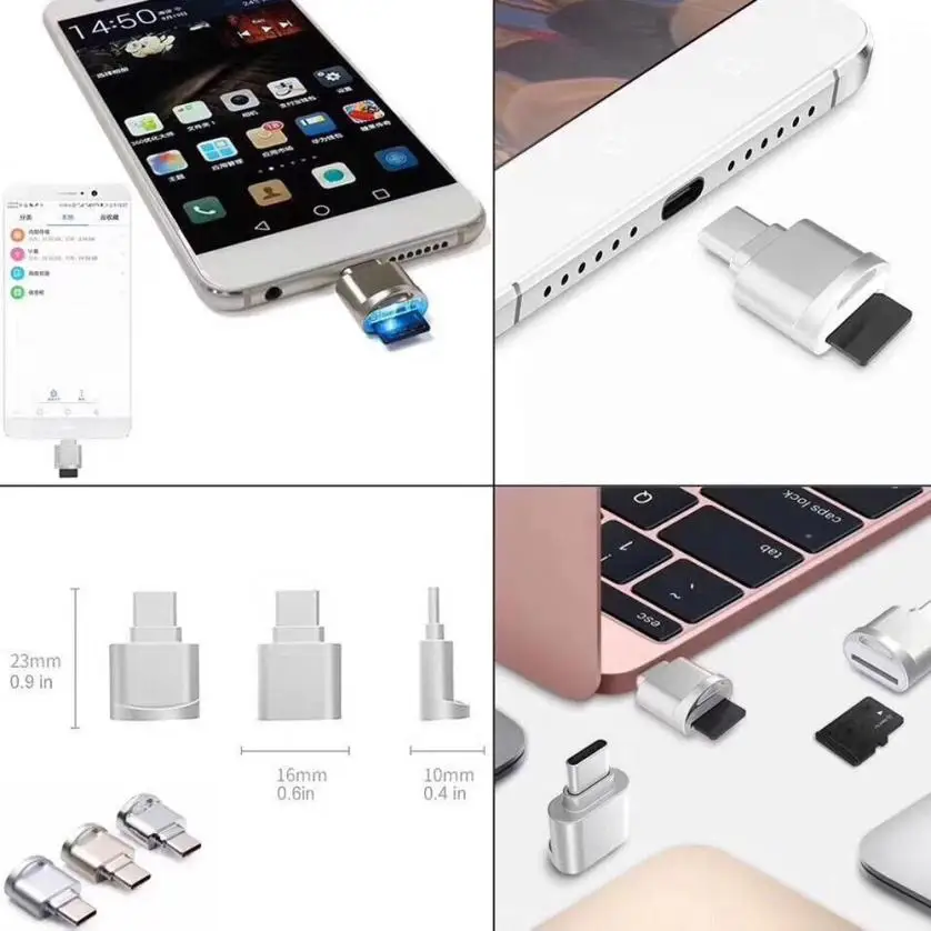 Дропшиппинг type C USB 3,1 Micro SD TF кард-ридер Auminum сплав OTG адаптер для смартфона планшет кард-ридер