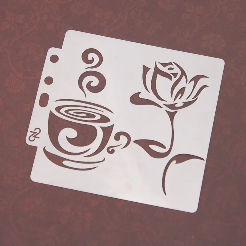 Чашка кофе цветок стикер трафареты для картин Diy штампы скрапбукинга домашний