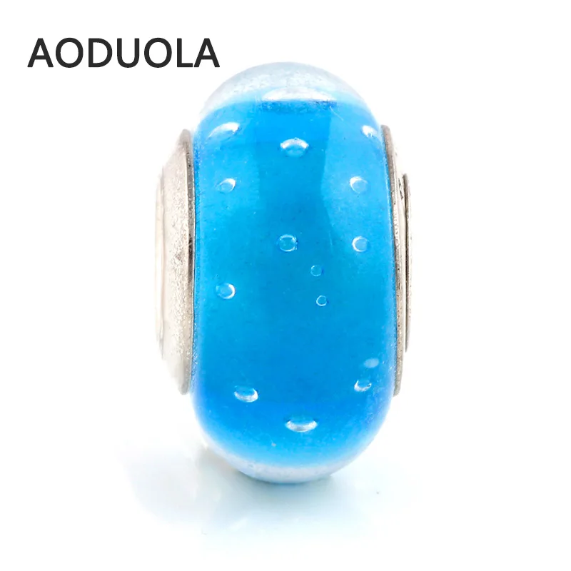 Стеклянные бусины AODUOLA с голубым или розовым основанием круглые в стиле сделай