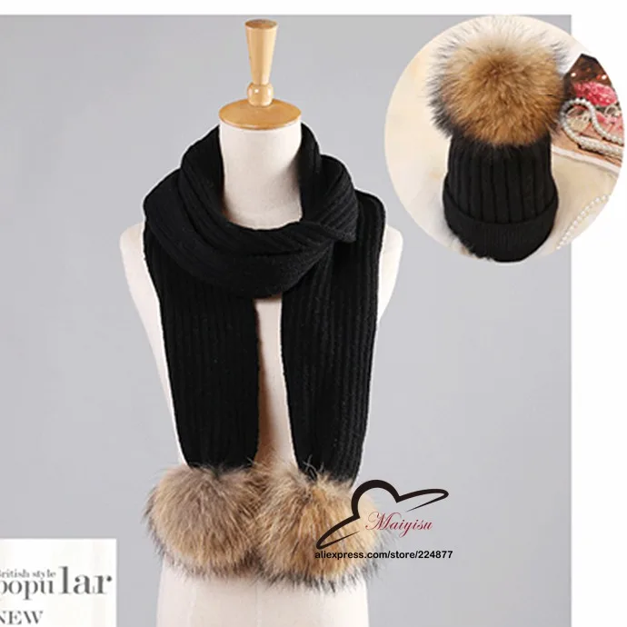 Зимние классические длинные шарфы Женский вязаный шарф в полоску с помпоном из