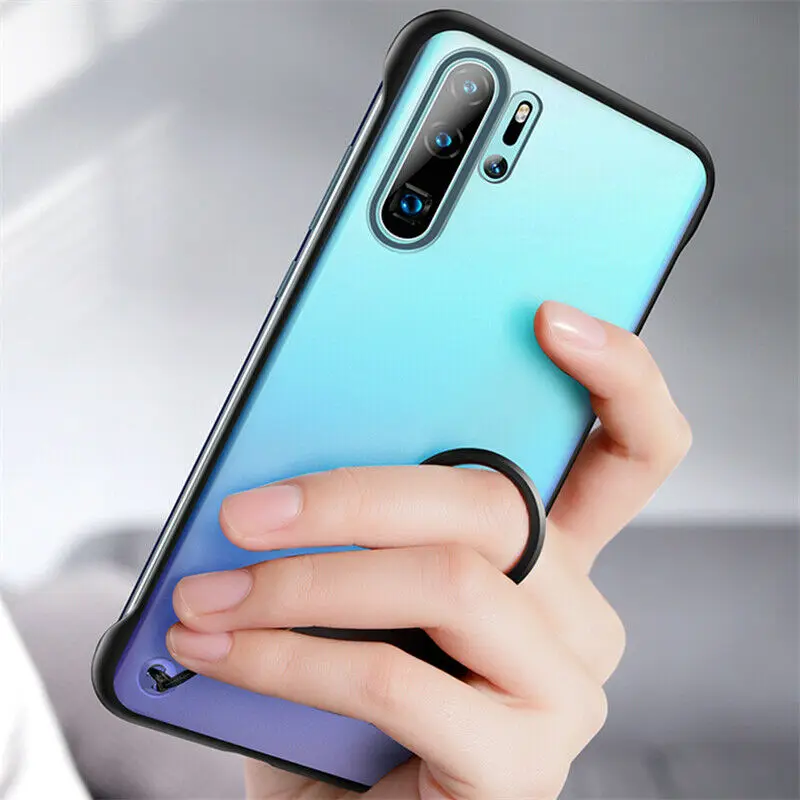 Прозрачный матовый жесткий чехол для телефона EVANKALX huawei P20 P30 Pro с кольцом на палец |