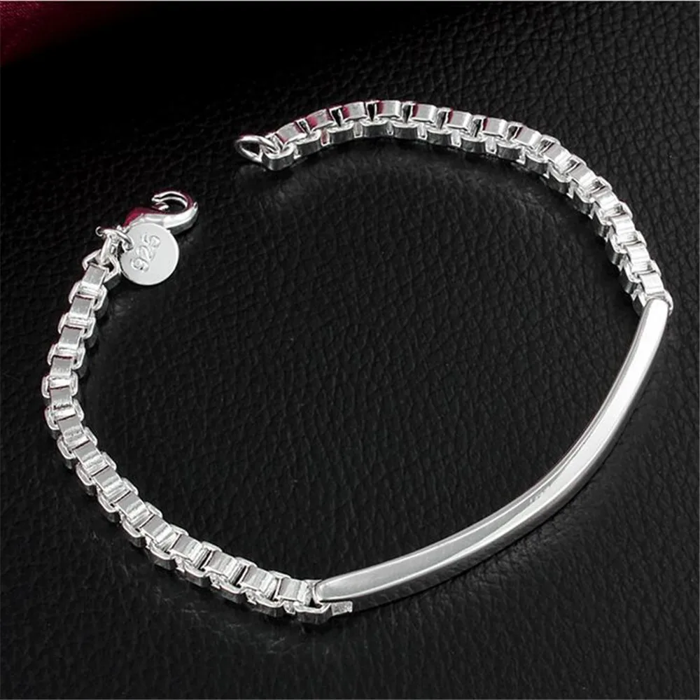 Браслет цепочка из стерлингового серебра 925 пробы с цветными звеньями