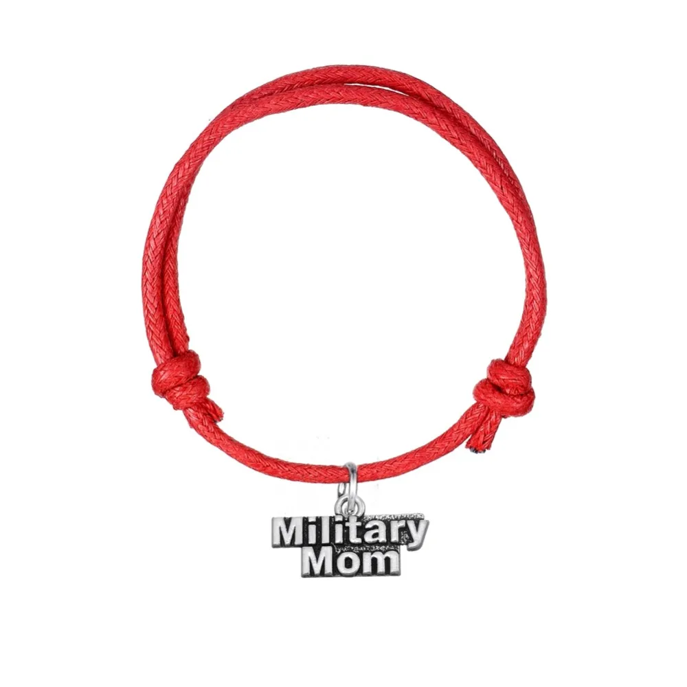 Teamer DIY Colorful Adjustable Waxed Cord Bracelets Pendant with Message Military MOM best gifts 5pcs/lot | Украшения и