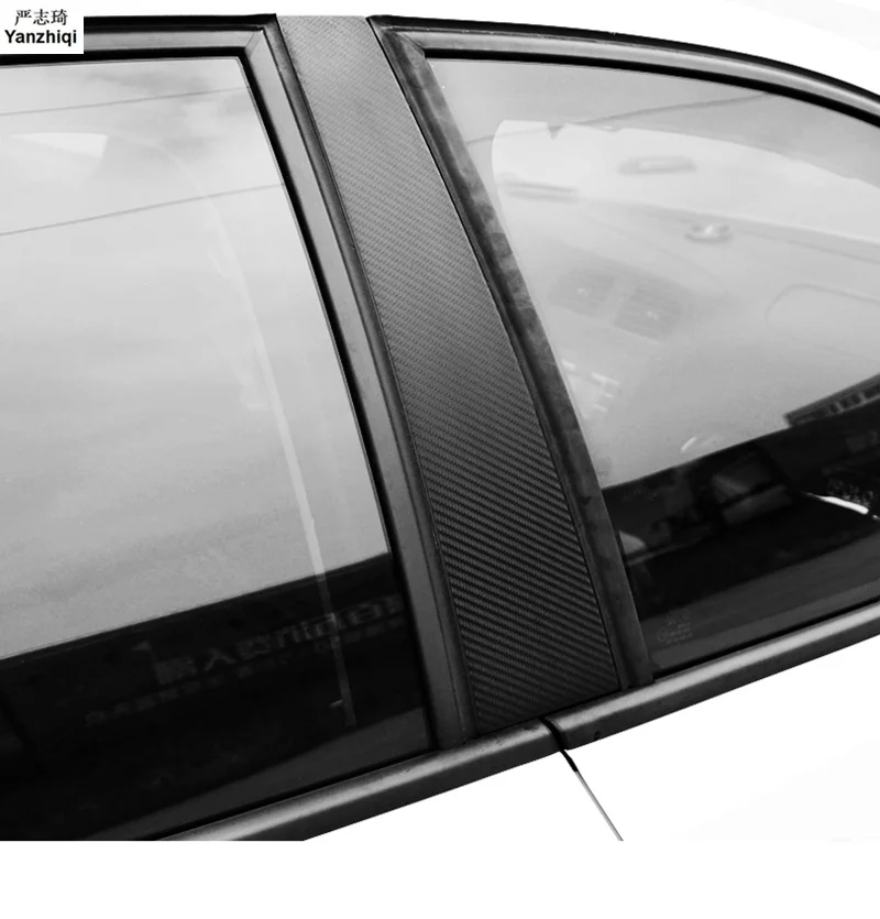 

Бесплатная доставка, 6 шт./партия, наклейка из углеродного волокна ABC post, автомобильные наклейки, Стайлинг для 2014-2017 Volkswagen VW POLO