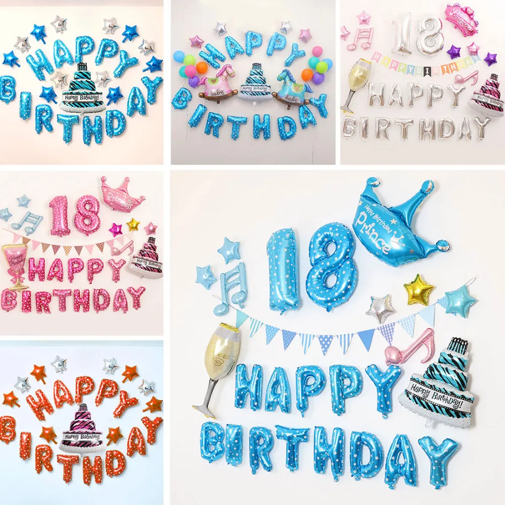 happy birthday Decor 1pcs/lot 100*69cm Three layers Birthday cake balloons aluminum foil ballon printed balloon | Дом и сад