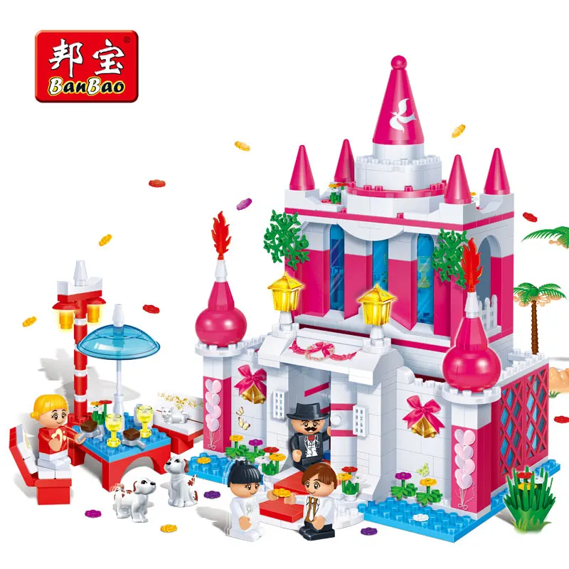 Девушка Блок Модель Building Block Детская Игрушка Город подарок днем Ресторан