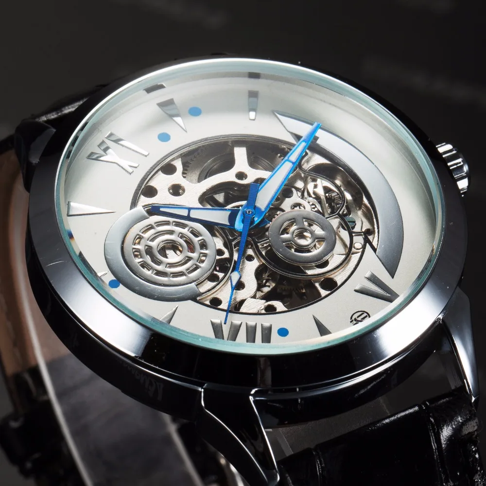 Часы наручные FORSINING мужские с кожаным ремешком автоматические механические в