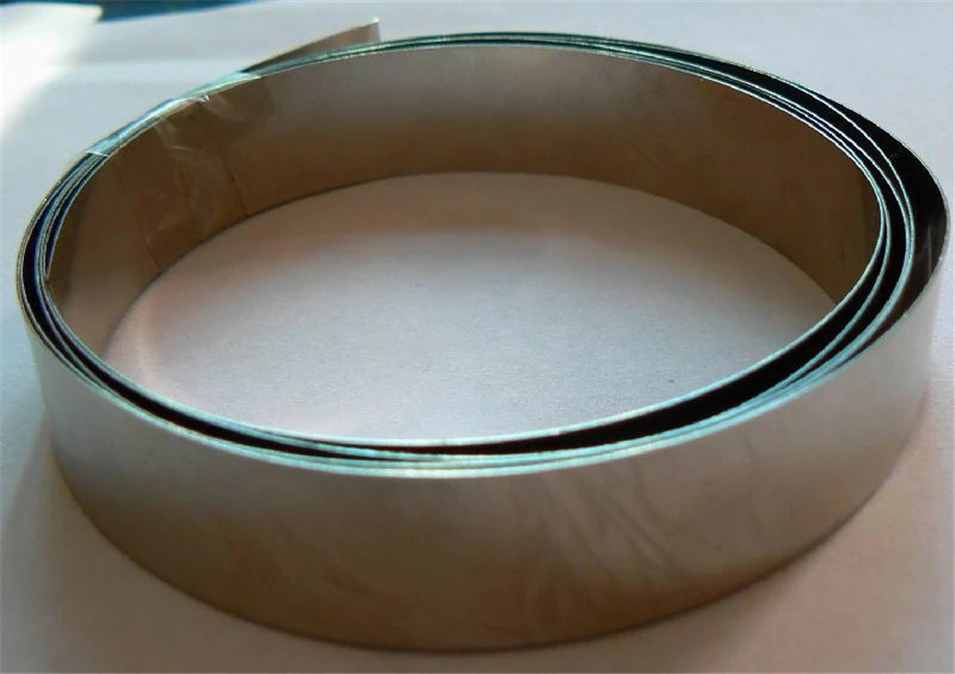 

99.96% Pure Nickel Plate Strap Strip Sheets pure nickel for Battery electrode Spot Welding Machine 0.1mm x 55mm x5000mm 5m/roll