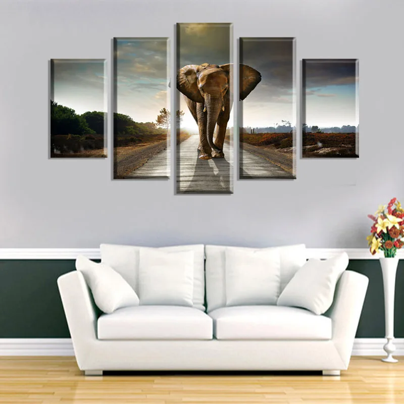 Рамки 5 шт. HD с изображением слона Декоративная Настенная картина без рамки