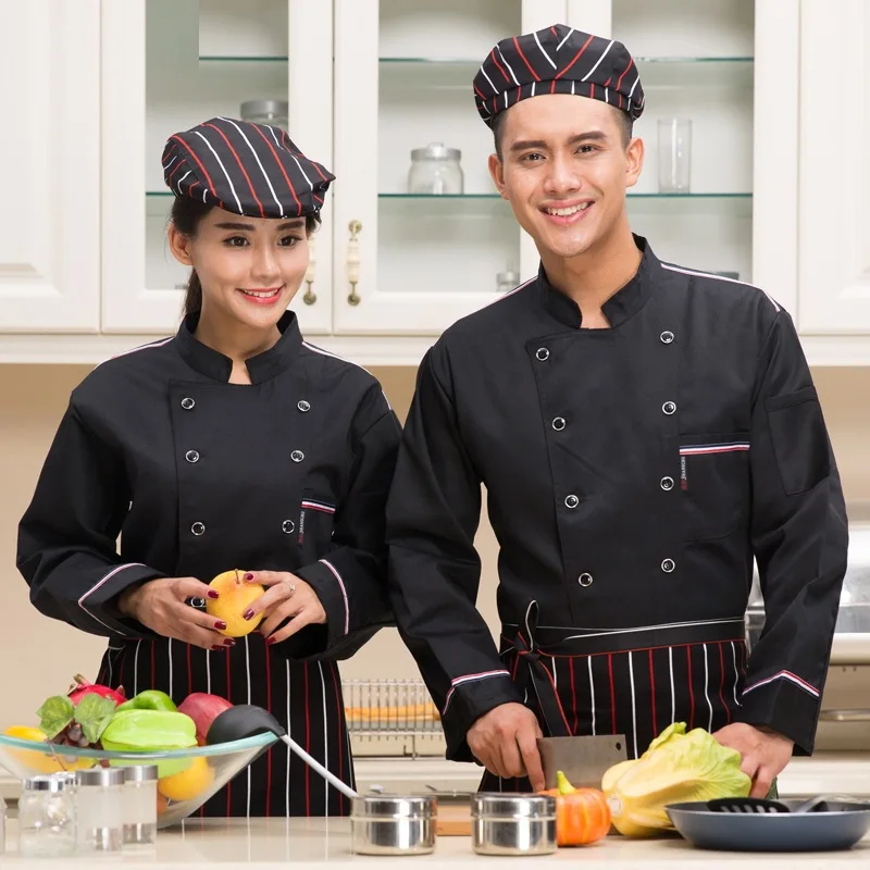 Модная полосатая Женская куртка шеф повара с длинным рукавом ресторан гостиница