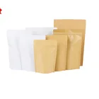 100 шт., пакетики на молнии из белой фольги для кофейных зеренпорошковых закусок, печенья, чая, бумажные пакеты для хранения, белые пакетики