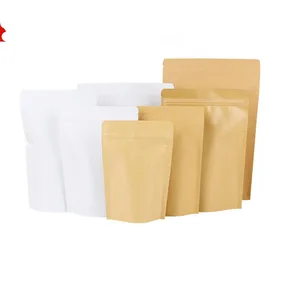 100 шт., пакетики на молнии из белой фольги для кофейных зеренпорошковых закусок, печенья, чая, бумажные пакеты для хранения, белые пакетики