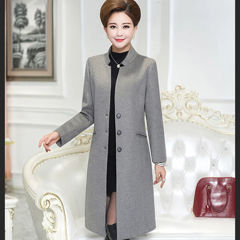 2018 Autumn winter Women's Wool Coat New Fashion Long Woolen Single Breasted Slim Type Female plus size 6XL | Женская одежда