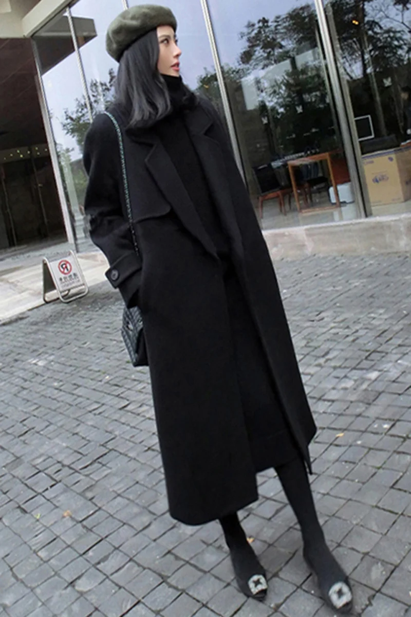 

2019 Double-sided Woolen Coats Women Woolen Coat Winter High Quality Womens Long Slim Female Woolen Jacket Cashmere Woolen Coats