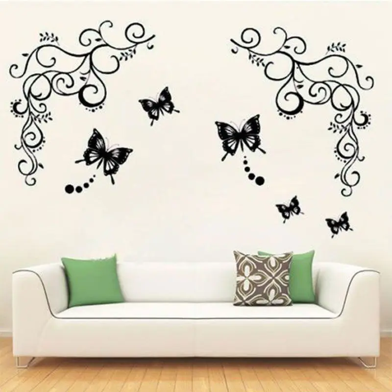 Горячая бабочка цветок Лиана настенные наклейки для гостиной домашний декор
