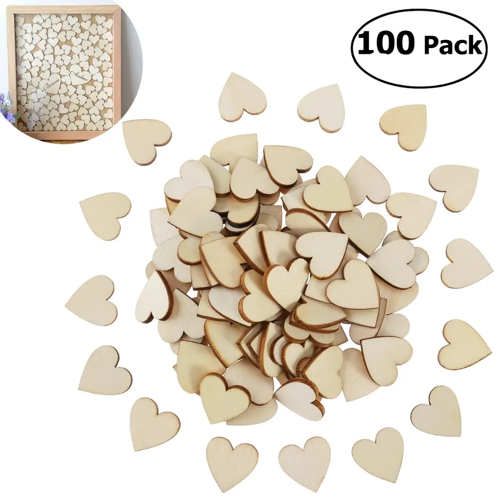 DIY Blank Heart Wood Slices Discs for Wedding Crafts Embellishments Christmas Decoration(Wood Color) | Дом и сад