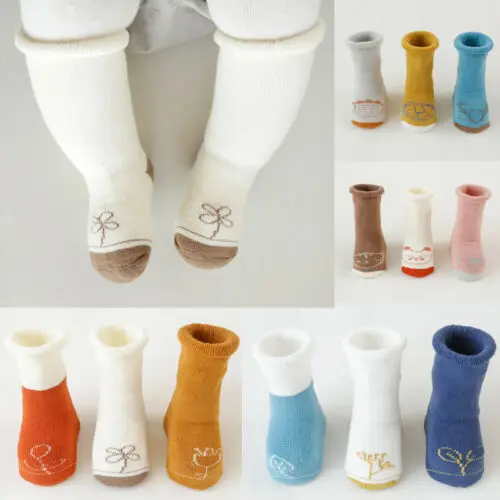 3 пары носки для маленьких мальчиков хлопковые девочек теплые новорожденных и