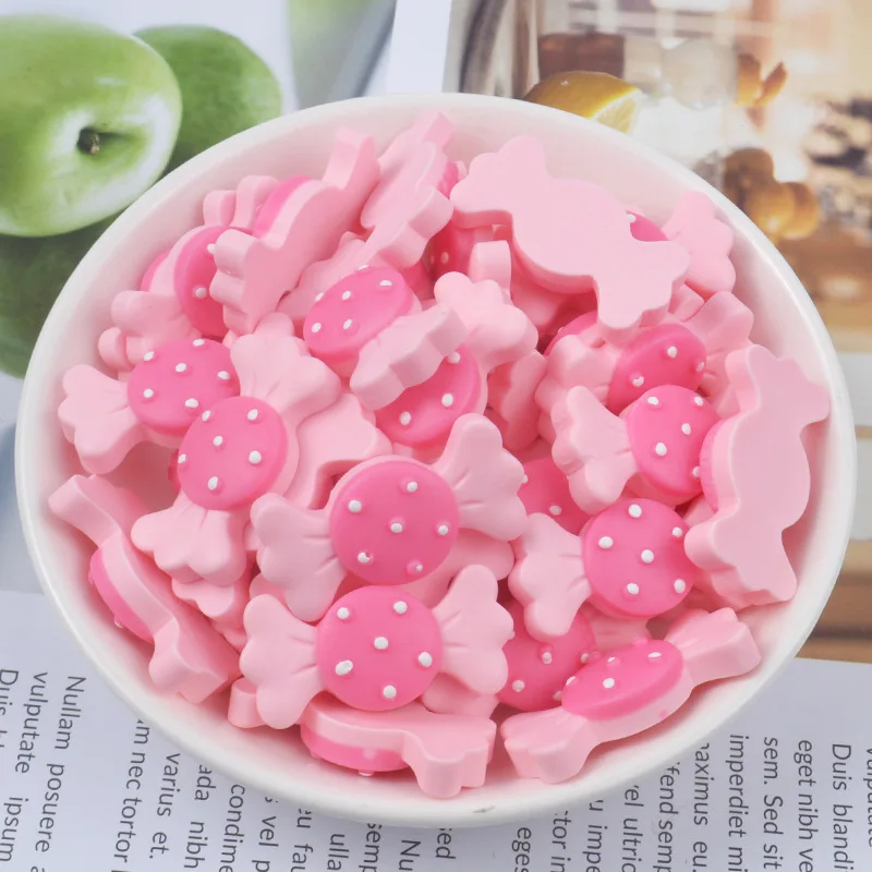 Pink 10 шт./упак. милые цветные плоское украшение из смолы искусственные Конфеты DIY принадлежности Декоративные аксессуары для одежды украшения для волос материалы для рукоделия - Цвет: Pink
