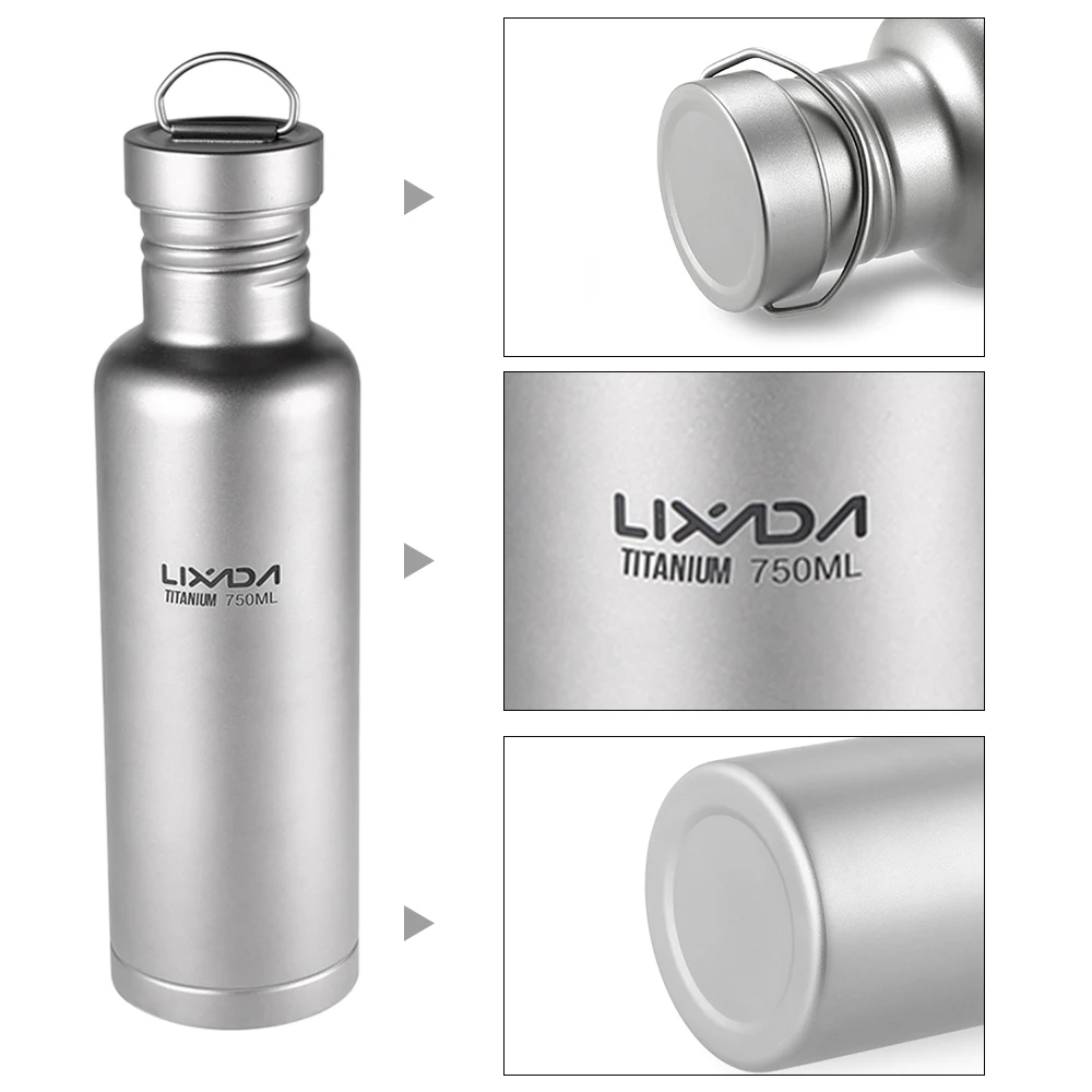 Lixada титановая бутылка для воды + дополнительная пластиковая крышка 500 мл/750 мл