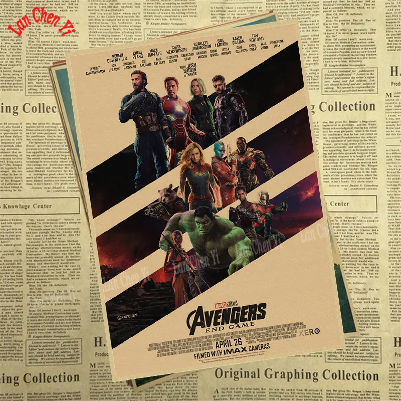 Marvel Фильм Мстители: эндшпиль крафт-бумага плакат художественный напечатанный номер живопись наклейки на стену