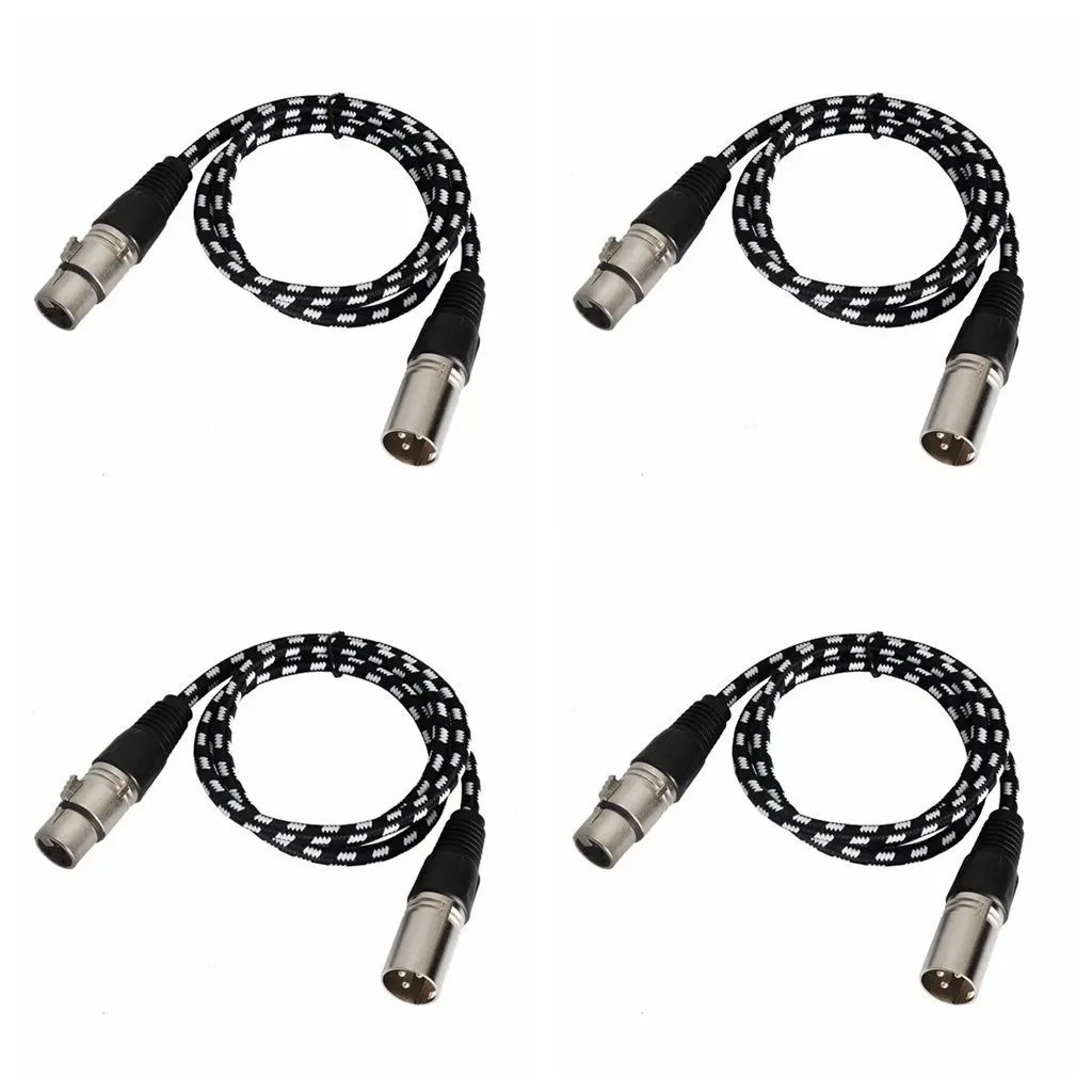 4 шт. XLR DMX кабели 3 контакта штекер гнездо фута/1 м для сценического прожектора и