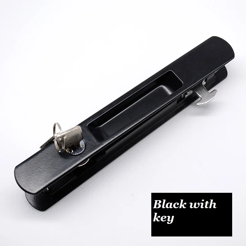 black with key Бесшумные раздвижные дверные замки, Hidde ручка для межкомнатной двери, потяните замок, Современная Противоугонная дверь, деревянный дверной замок, мебельная фурнитура - Цвет: black with key