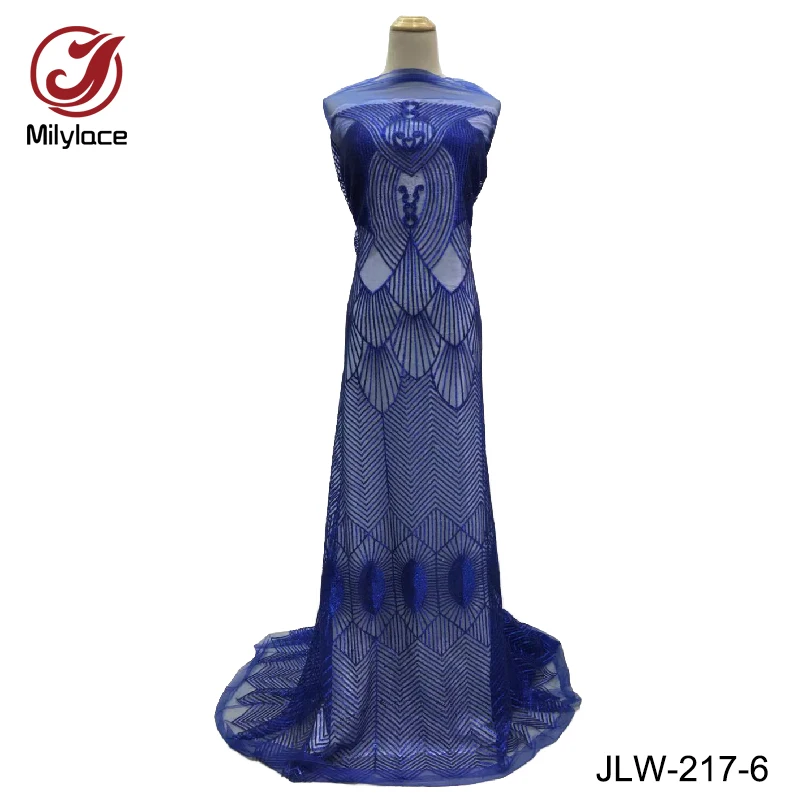 

Hot selling african sequins lace fabric embroidery shiny tissue lace material pretty french tulle lace fabric for party JLW-217