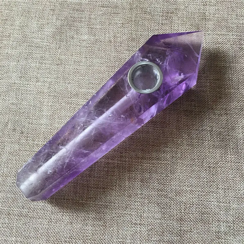 

Natural High Quality Amethyst Crystal Smoking Pipes Wand Tobacco Healing