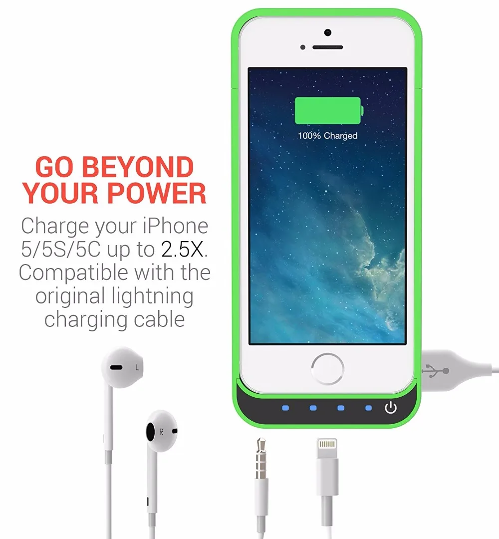 Для Gagaking беспроводной 4200 mAh задняя крышка аккумулятора зарядное устройство чехол банк питания для iPhone 5/5s/5C/SE телефон(1 шт