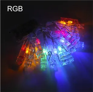 RGB Светодиодный держатель для фото фонарики гирлянда для подвешивания фотографий карточные фотографии Memos, RGB теплый белый декоративный свет - Цвет: RGB