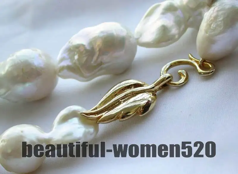 

Z2927 HUGE 25mm white baroque keshi reborn pearl necklace