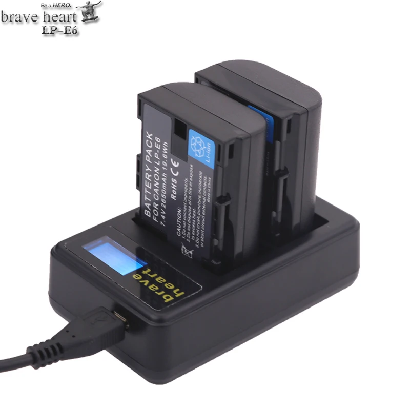 Lpe6n LP E6 E6N LPE6 LP-E6 батарея+ ЖК двойное зарядное устройство для камеры Canon EOS 5DS R 5D Mark II 5D Mark III 6D 7D 80D EOS 5DS R
