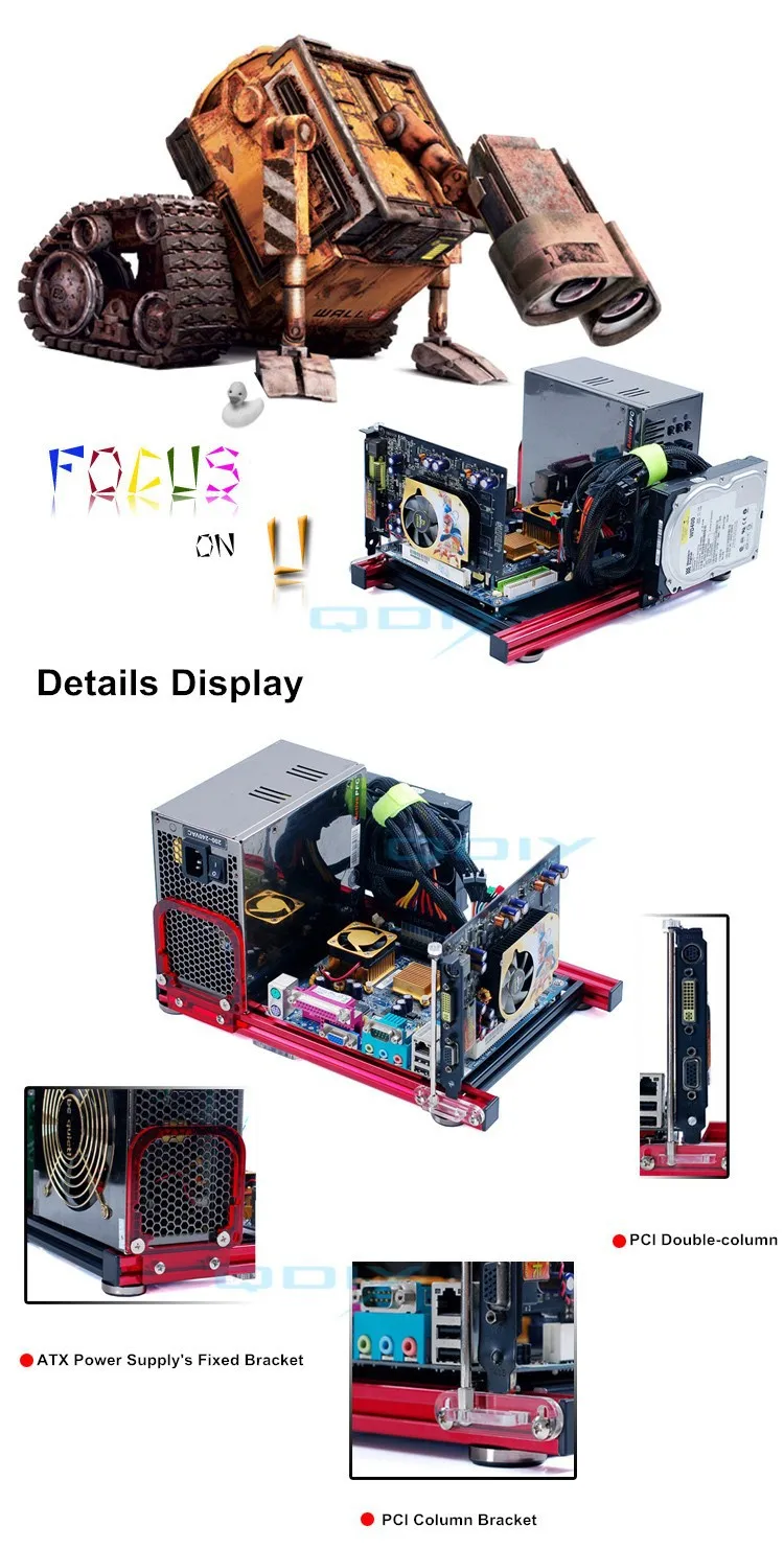 QDIY PC-JMK6 мини ITX широкий открытый Обнаженная голая рамка алюминиевый корпус чехол для компьютера