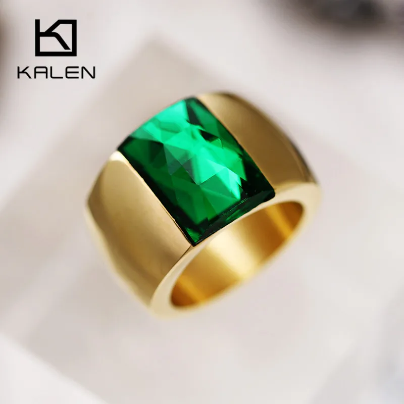 Модные золотые и цветные кольца Kalen из нержавеющей стали для женщин квадратные