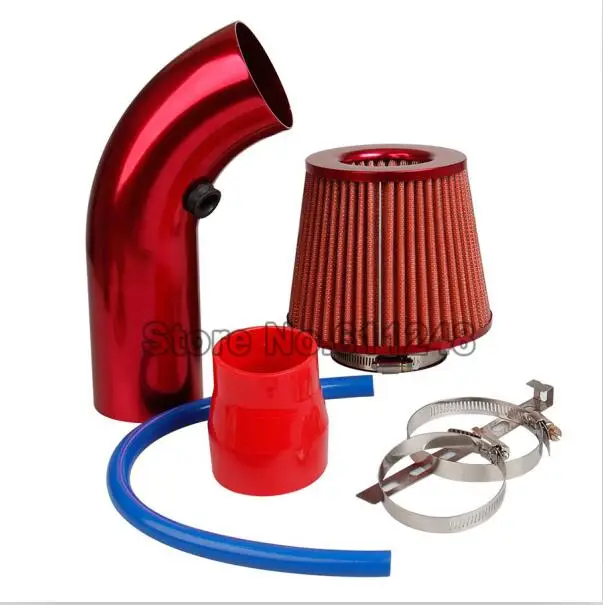 Red Air Filter Kit Универсальный автомобильный фильтр для холодного воздуха, индукционный комплект из алюминия, шланг для труб, система, красный синий воздушный фильтр, 76 мм/3 дюйма, Грибная головка - Цвет: Red Air Filter Kit