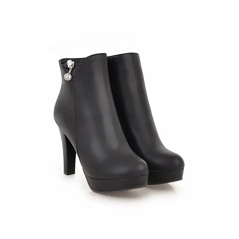 

Smeeroon 2020 new round toe ankle boots for women platform shoes women boots zip super high heels autumn winter boots