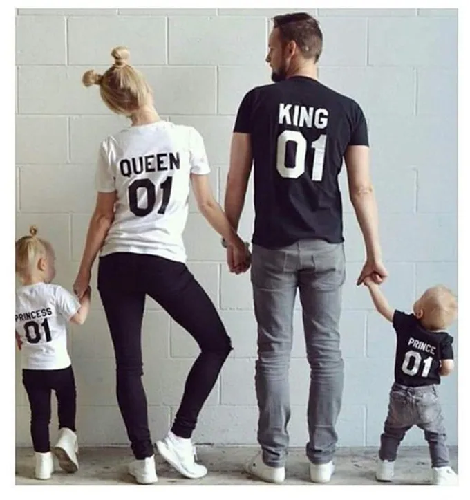 

Free Shipping New Hip-hop King01 Queen01 parent-child outfit lovers t-shirts with short sleeves men's cotton T-shirt