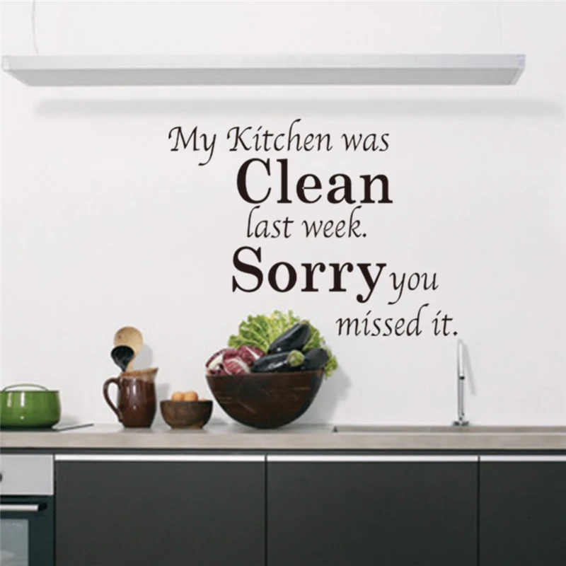 My Kitchen is Clean English Proverbs quotes Wall Stickers for kitchen diy pvc wall Decal art mural poster | Дом и сад