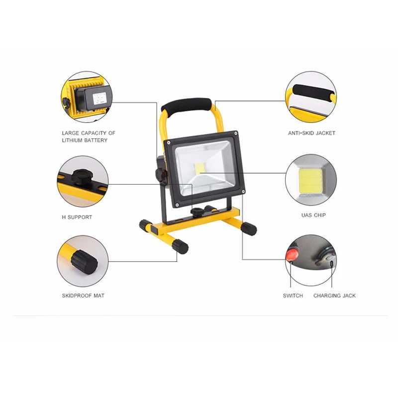 구매 휴대용 충전식 LED 투광 조명, 리튬 이온 배터리, 야외 캠핑 낚시, 야간 작업 스포트라이트, IP65, 고휘도 왕조 구매 휴대용 충전식 LED 투광 조명, 리튬 이온 배터리, 야외 캠핑 낚시, 야간 작업 스포트라이트, IP65, 고휘도 왕조