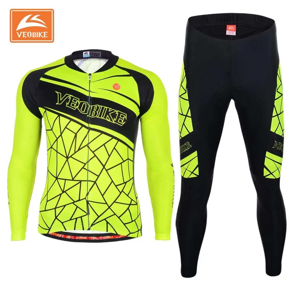 VEOBIKE Fluorescence Style Cycling Jersey Long Sleeve Shirts Ciclismo Maillot MTB Bike Bicycle Jacket Quick Dry Clothing | Спорт и