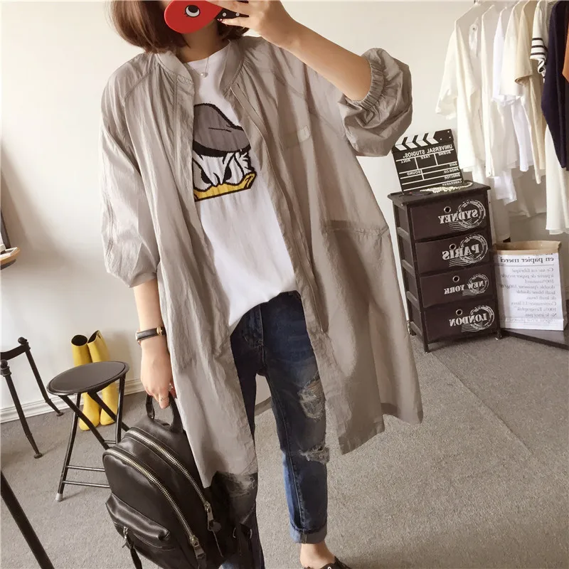 Солнцезащитный шифон бейсбольная форма воротник три четверти женские тренчи