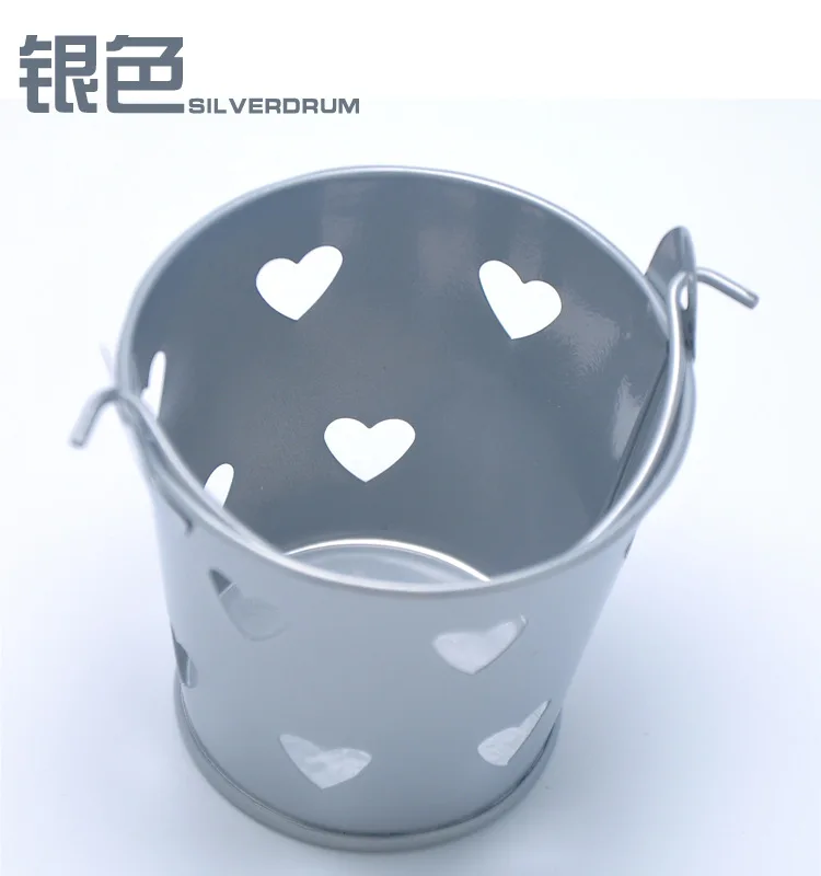100 шт. красочные сердца полые Олово ведра Mini Bucket свадьба коробка конфет шоколад