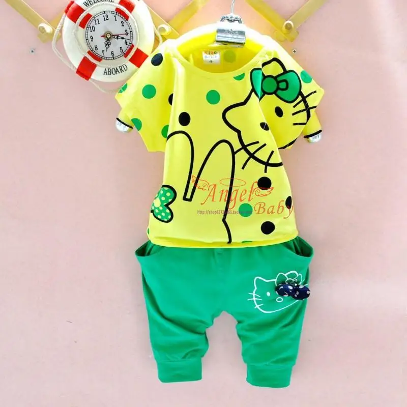 Sale!Free shipping clothing set boys and girls cotton Tee+pant for 100-140cm tall kids | Детская одежда и обувь