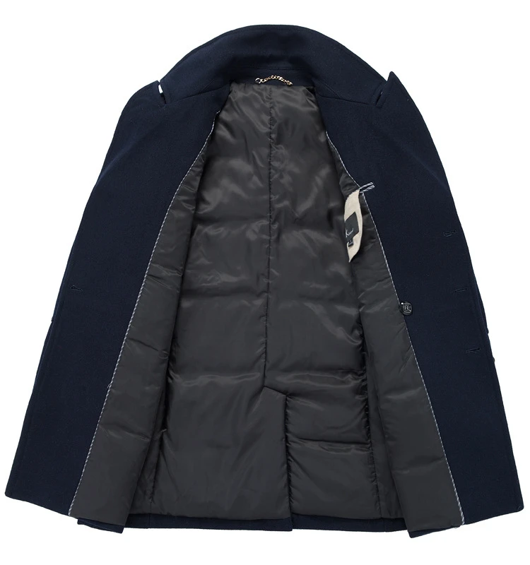 Зимнее мужское шерстяное хлопковое двубортное длинное дизайнерское пальто