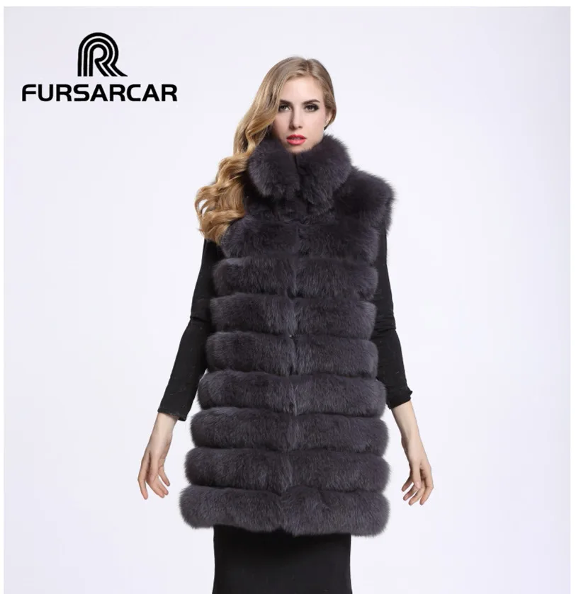 Женская меховая куртка FURSARCAR зимняя средней длины с воротником-стойкой и