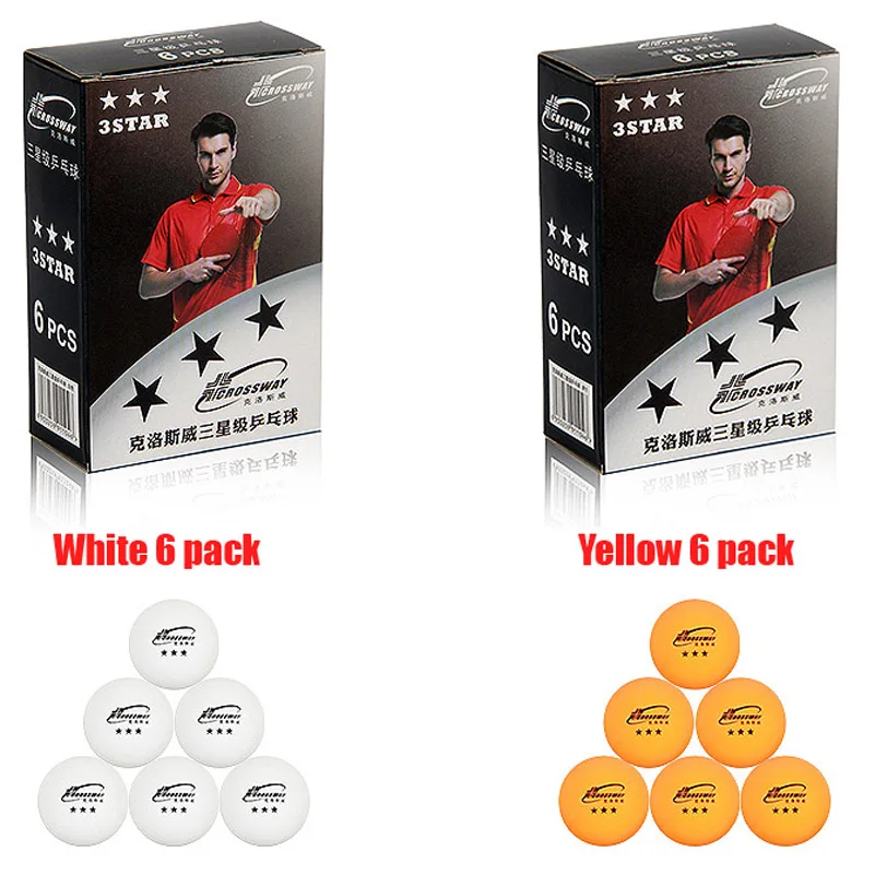 Мячи CROSSWAY 6 шт./коркор. пинг-понг белые оранжевые Профессиональные Бесшовные 3