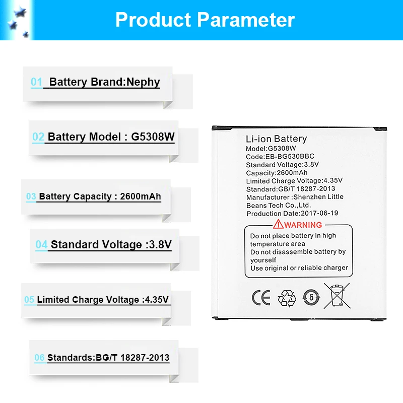 Nephy Батарея для samsung Galaxy J3 J320 J320FN J5 J500 J500FN J500H Grand Prime G530 G530H G530F Duos 2600 мА-ч