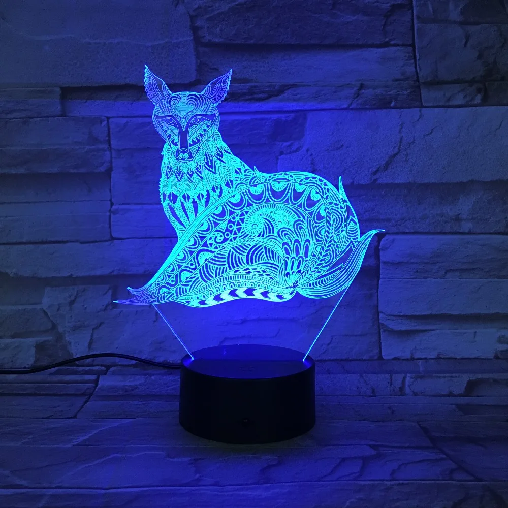3D лампа с лисой светодиодный ночник с сенсорная настольная лампа как подарки для детей 7 цветов изменить домашний вечерние Декор USB или Батарея питания лампы