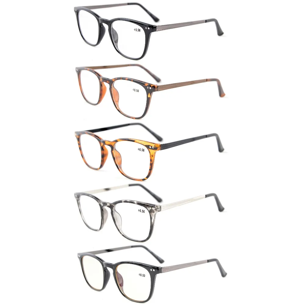 RJ003 Mix Eyekepper 5-Pack Ретро квадратная пластиковая рамка металлические дужки очки для