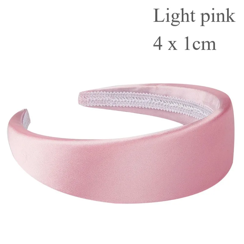 light pink 212 Fioday атласный светильник розовая губка повязка на голову для женщин 4 см широкий обруч эластичные пластиковые резинки для волос для девочек Прямая поставка - Цвет: light pink 212